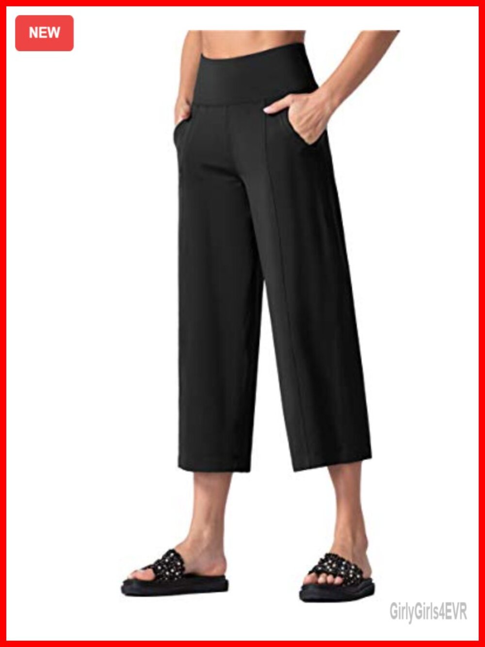Womens High Waist Tummy Control Flared Capri Yoga Pants 4-Way Stretch Quick Dry